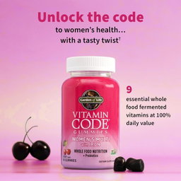 Vitamin Code Women's Multivitamin Plus Iron and Probiotics Gummies, Cherry Flavour