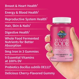 Vitamin Code Women's Multivitamin Plus Iron and Probiotics Gummies, Cherry Flavour