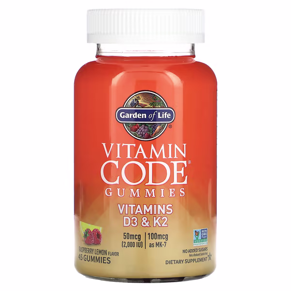 Vitamin Code D3 plus K2 Gummies, Raspberry Lemon Flavour