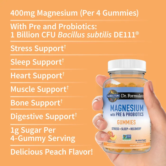 Magnesium with Pre & Probiotics, Peach Flavour_3