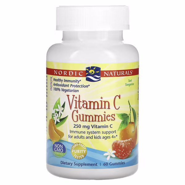 Vitamin C Gummies 250 mg, Ages 4+, Tart Tangerine Flavour