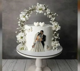 Single Tier Wedding Cake with 10 Guest Personalized Cakes Boxes