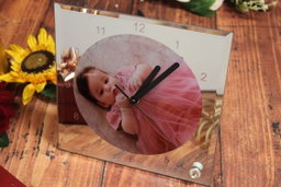 GLASS CLOCK SQUARE WITH MIRROR (20X20cm)