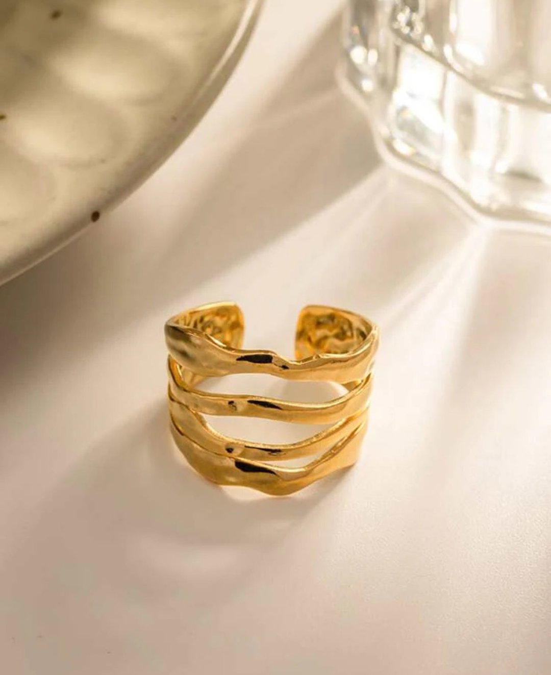 Hollow Out Stainless Steel Cuff Ring Minimalist