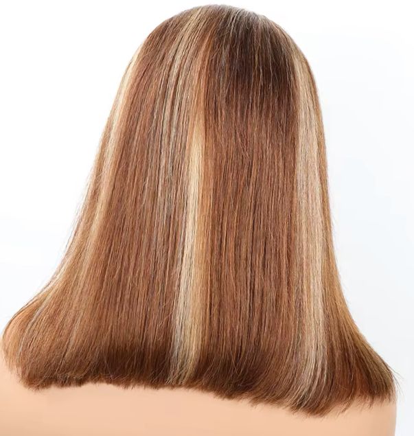 Highlight Wear and Go, Pre cut, Pre Plucked Glueless Human Hair Straight Bob  6*4 Color Ombre_1
