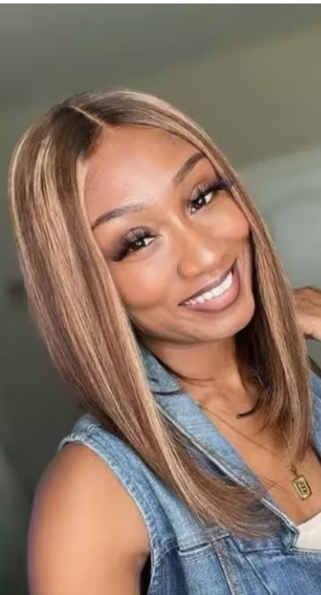 Highlight Wear and Go, Pre cut, Pre Plucked Glueless Human Hair Straight Bob  6*4 Color Ombre_0