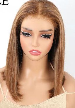 Highlight Wear and Go, Pre cut, Pre Plucked Glueless Human Hair Straight Bob  6*4 Color Ombre