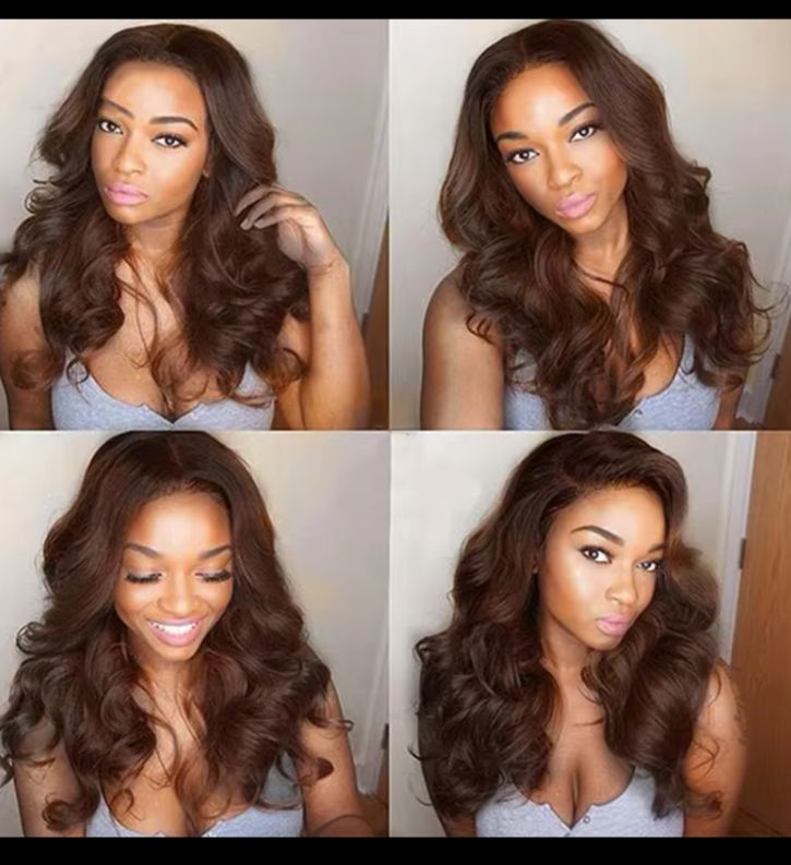 Wear and Go Glueless Human Hair Brazilian Body Wave Lace Front Wig , Brown_1