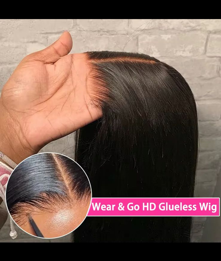 Wear and Go Glueless Straight Peruvian Human Hair Pre Plucked _1