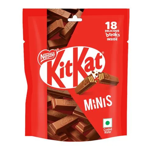 Nestle Kitkat Minis, Chocolate Coated Wafer Bar, Share Bag, 126 g (18 pcs x 7 g Each)