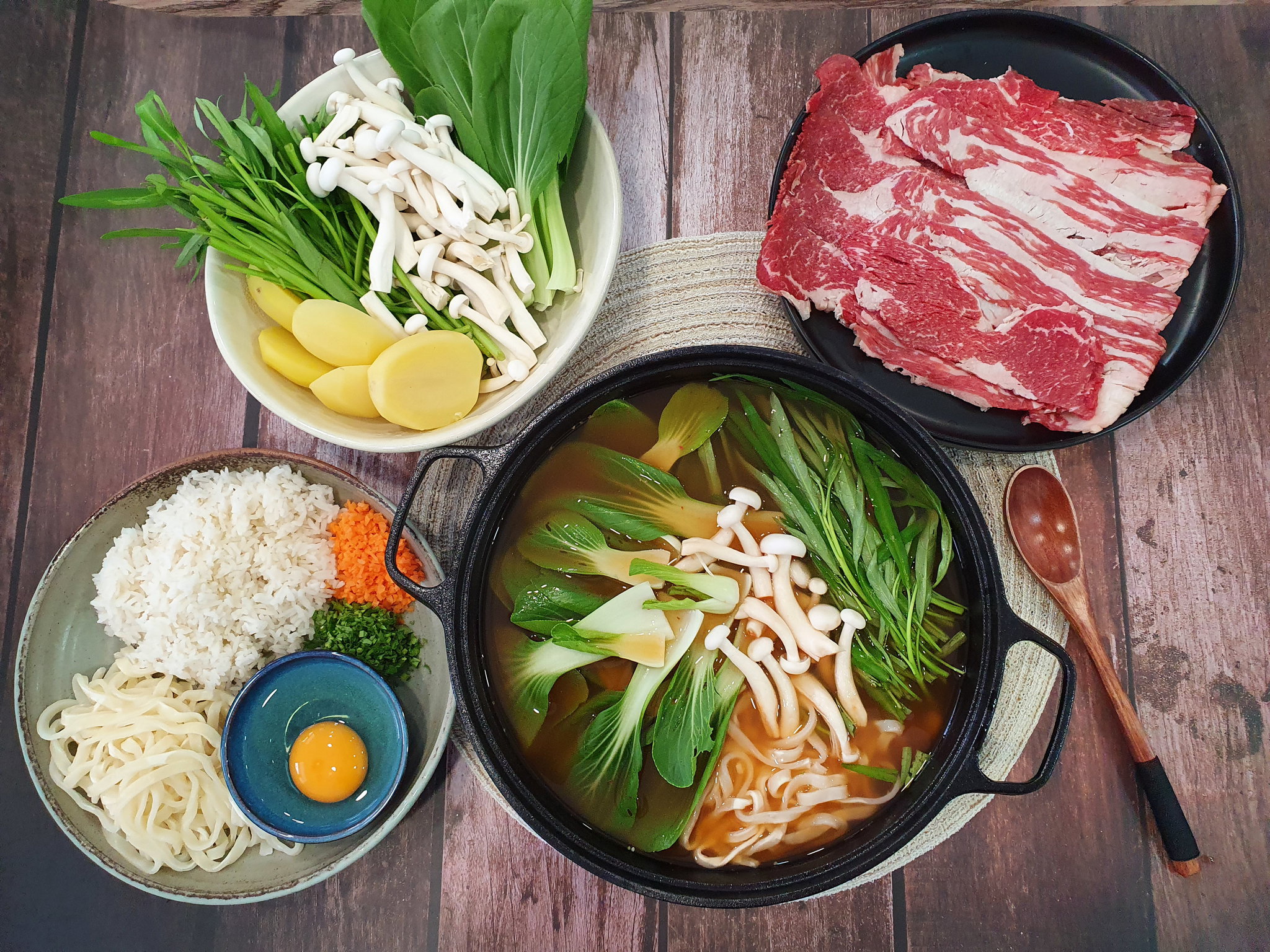 Brisket Shabu Kalguksu(noodle) Fried Rice Set  (3 servings)_0