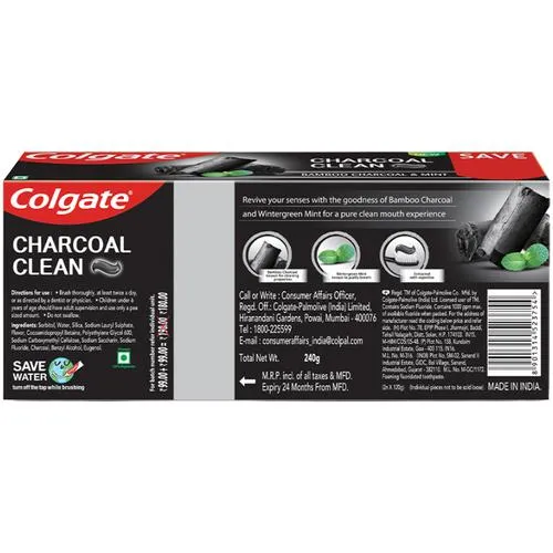 Colgate Charcoal Clean Gel Toothpaste - Bamboo Charcoal & Mint, (2 x 120g) (Saver Pack)_1