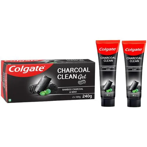 Colgate Charcoal Clean Gel Toothpaste - Bamboo Charcoal & Mint, (2 x 120g) (Saver Pack)