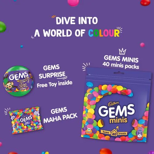  Cadbury Gems 2 hrs  Cadbury Gems Minis Chocolate Home Treats Pack, 3 x 126.4 g Multipack_2