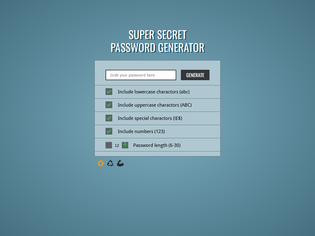  SUPER SECRET PASSWORD GENERATOR