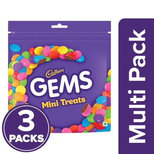 Cadbury Gems Minis Chocolate Home Treats Pack, 3 x 126.4 g Multipack_0