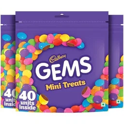 Cadbury Gems Minis Chocolate Home Treats Pack, 3 x 126.4 g Multipack