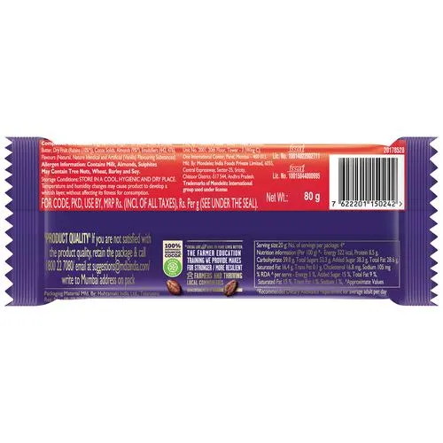 Cadbury Dairy Milk Fruit & Nut Chocolate Bar, 6 x 80 g Multipack_4