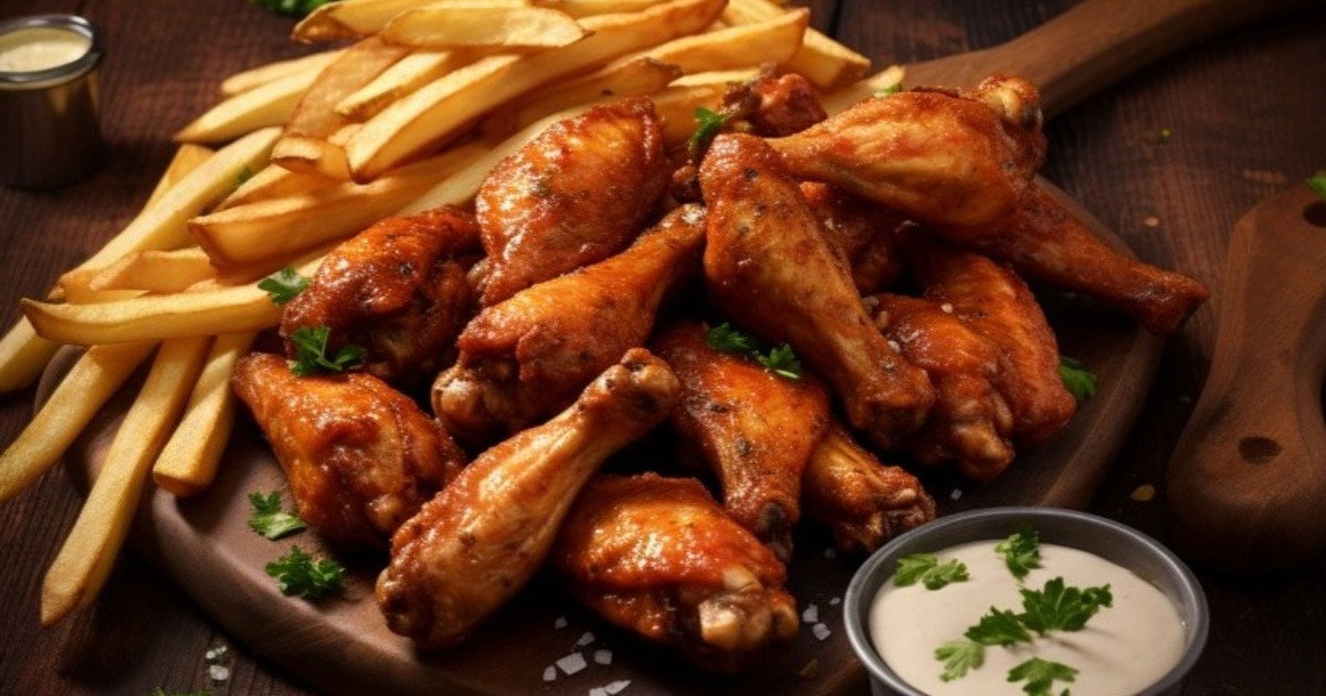 French Fries With Fried Chicken Wings_0