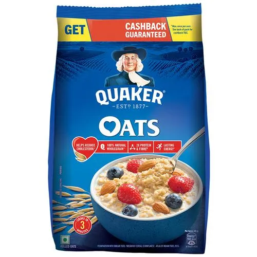Quaker Oats Breakfast Cereal - Rich In Protein, Dietary Fibre, Nutritious, Easy To Cook, 2x1 Kg Multipack_2