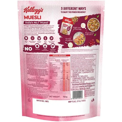 Kellogg's Muesli Fruit Nut & Seeds - 12 In 1 Power Breakfast, 750 g_1