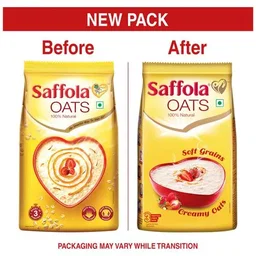 Saffola Saffola Oats - 100% Natural With High Protein & Fibre, Healthy Cereals, 1 kg (Get 300g Free)