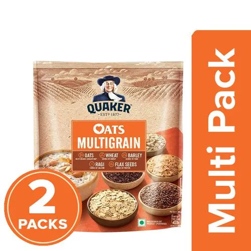 Quaker Oats Multigrain Rolled Oats Wholegrain - High Protein & Fibre For Weight Loss, Dalia Porridge, 2 x 600 g Multipack_0