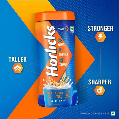 Horlicks Nutrition Drink - Classic Malt, 500 g Jar_2