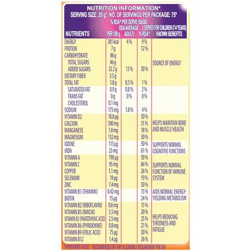 Cadbury Bournvita Chocolate Nutrition Drink, 750 g ((Pack of 2 Pouch) Container 1.5 kg)_4