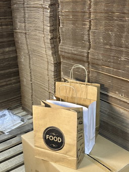 DELIVERY TAKEOUT BAGS - GENERIC DESIGN / “FOOD TO GO” BROWN & BLACK WITHOUT HANDLES
