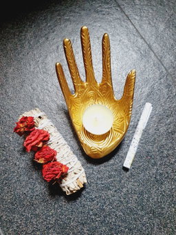Gold/Black hand + Rose White Sage gift set