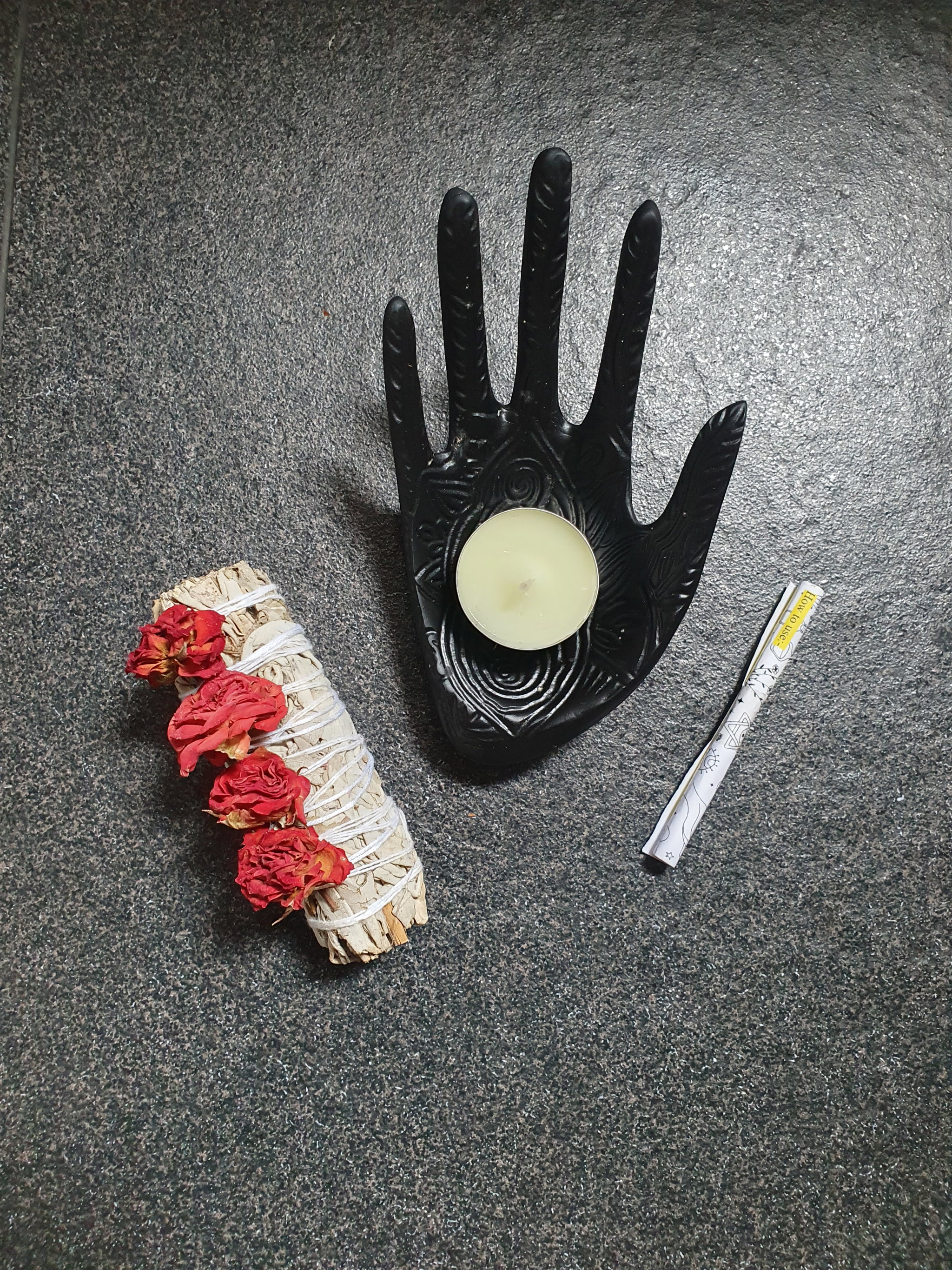 Gold/Black hand + Rose White Sage gift set_0