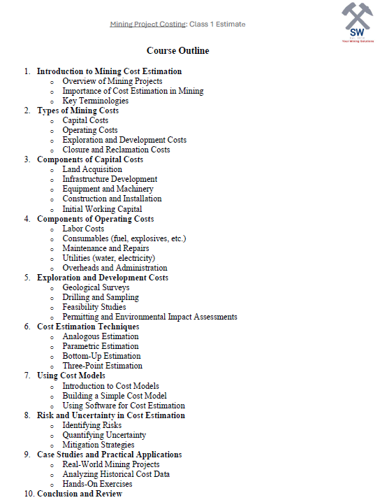 Mining Cost Estimation Handbook - Practical Approach_1