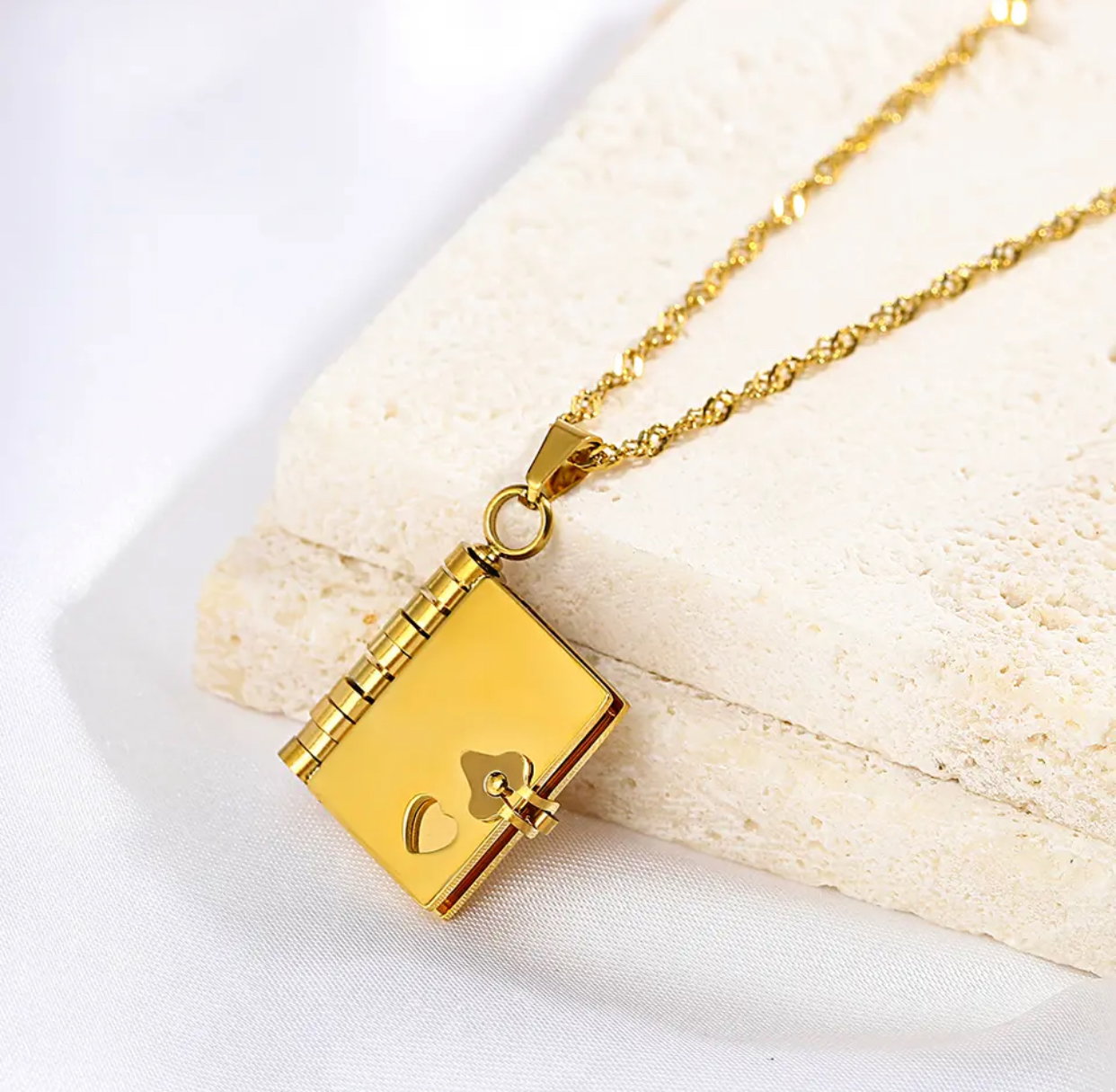 Greatera Stainless Steel Book Necklace _0