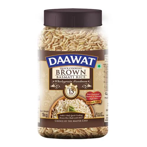 Daawat Basmati Rice/Basmati Akki - Brown (Quick Cooking), 1 kg Jar