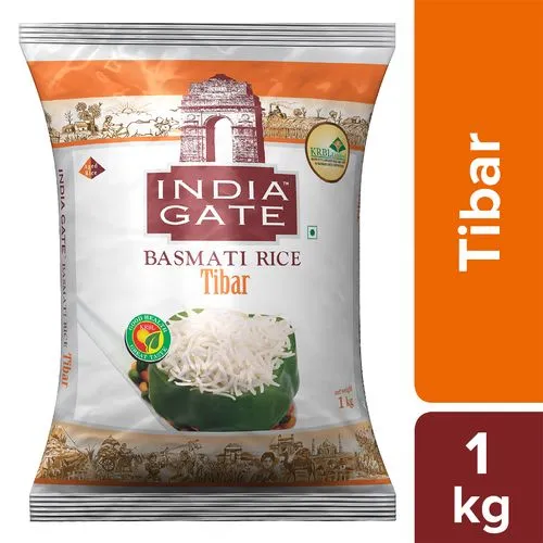 India Gate Basmati Rice/Basmati Akki - Tibar, 1 kg Pouch_0