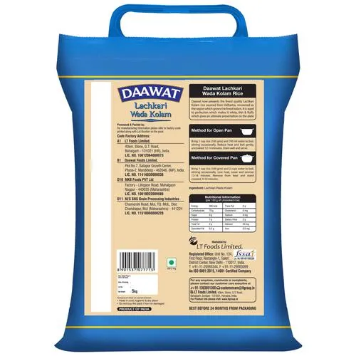 Daawat Lachakari Wada Kolam Rice - Premium, Sourced From Vidharba, 5 kg_1