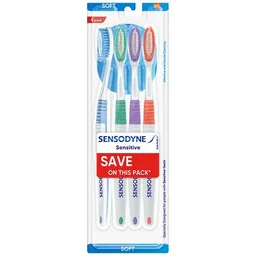 Sensodyne Sensitive Toothbrush - With Soft Rounded Bristles, 4 pcs