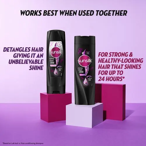 Sunsilk Stunning Black Shine Shampoo - With Amla + Oil, Pearl Protein & Vitamin E, For Long Lasting Shine, 1 L_6
