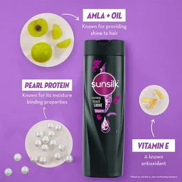 Sunsilk Stunning Black Shine Shampoo - With Amla + Oil, Pearl Protein & Vitamin E, For Long Lasting Shine, 1 L