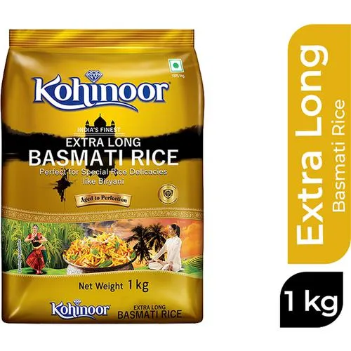 Kohinoor Basmati Rice/Basmati Akki - Extra Long, Gold, 1 kg Pouch_0