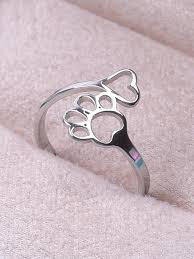 Paw print Heart ring 