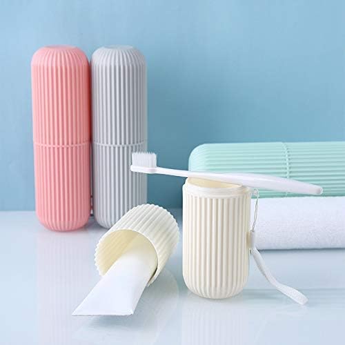Portable travel toothbrush holder each green, grey, pink and pink