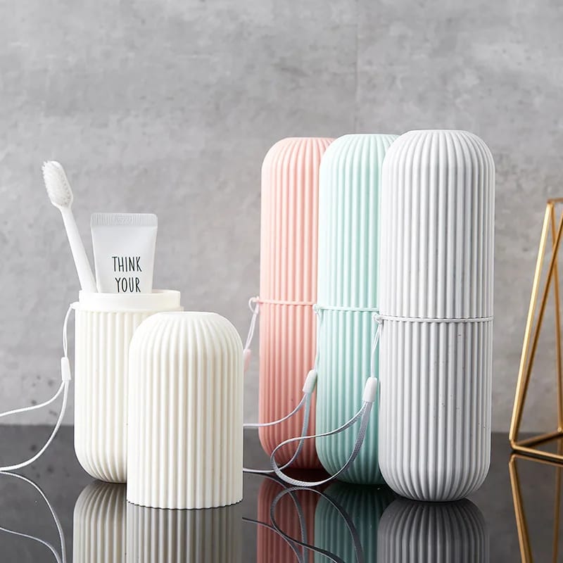 Portable travel toothbrush holder  each green, grey, pink and pink_5