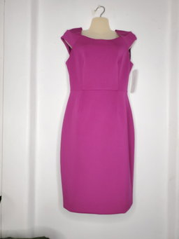 Magenta Calvin Klein Cap Sleeve Boat Neck Midi Dress