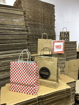 “RED & WHITE CHECKERED” DELIVERY CARRIER BAGS -2 SIZES/RETAIL  ( WITH HANDLES)  