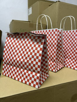 “RED & WHITE CHECKERED ”  DELIVERY TAKEOUT BAGS - 2 SIZES/RETAIL