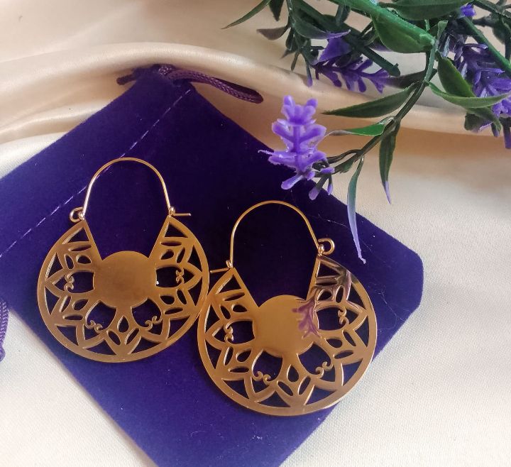 Hollowed Out  Gold Earrings _0
