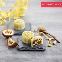 [VEGAN] Passionfruit Dates and Nuts Snowskin Mooncake 纯素百香果黑枣坚果冰皮月饼