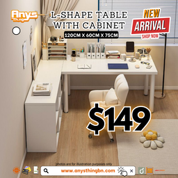 L-Shape Table With Cabinet